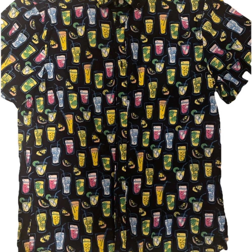 Drinks all over short sleeve button down slim fit